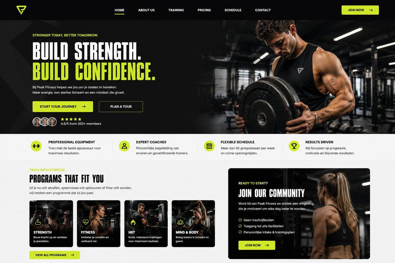 Website van Fitness